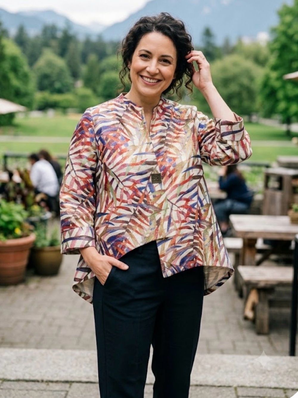 Joseph Ribkoff Metallic Leaf Print Jacket